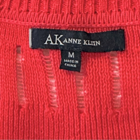 Anne Klein Vibrant Raspberry Red Open-Knit Cardigan Size M - Picture 9 of 15
